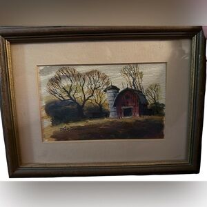 Vintage Dick Tanner Signed Watercolor Painting – Barn Scene Framed 8x11